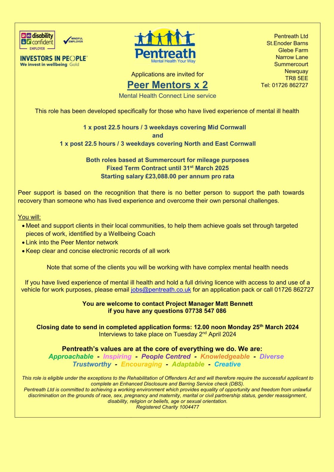 Advert Peer Mentor mid and NE March 2024 01