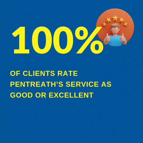 100% of clients rate Pentreath's service as good or excellent